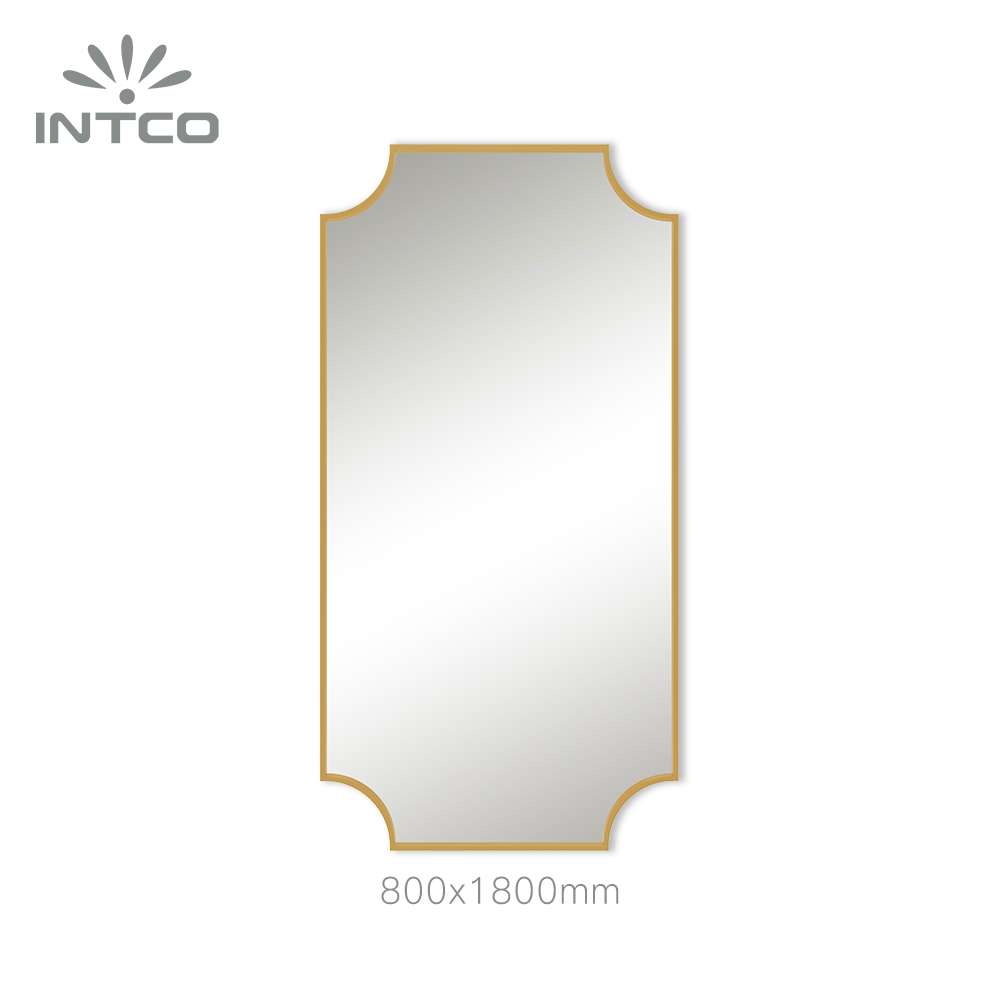 Intco gold scalloped corner metal frame wall mirror
